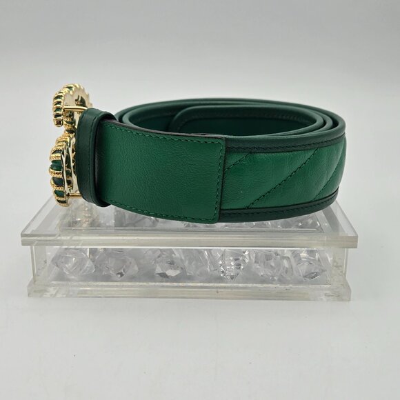Gucci GG Marmont Azalea Quilted Calfskin Belt in Green Size 90/36 - Picture 2 of 7